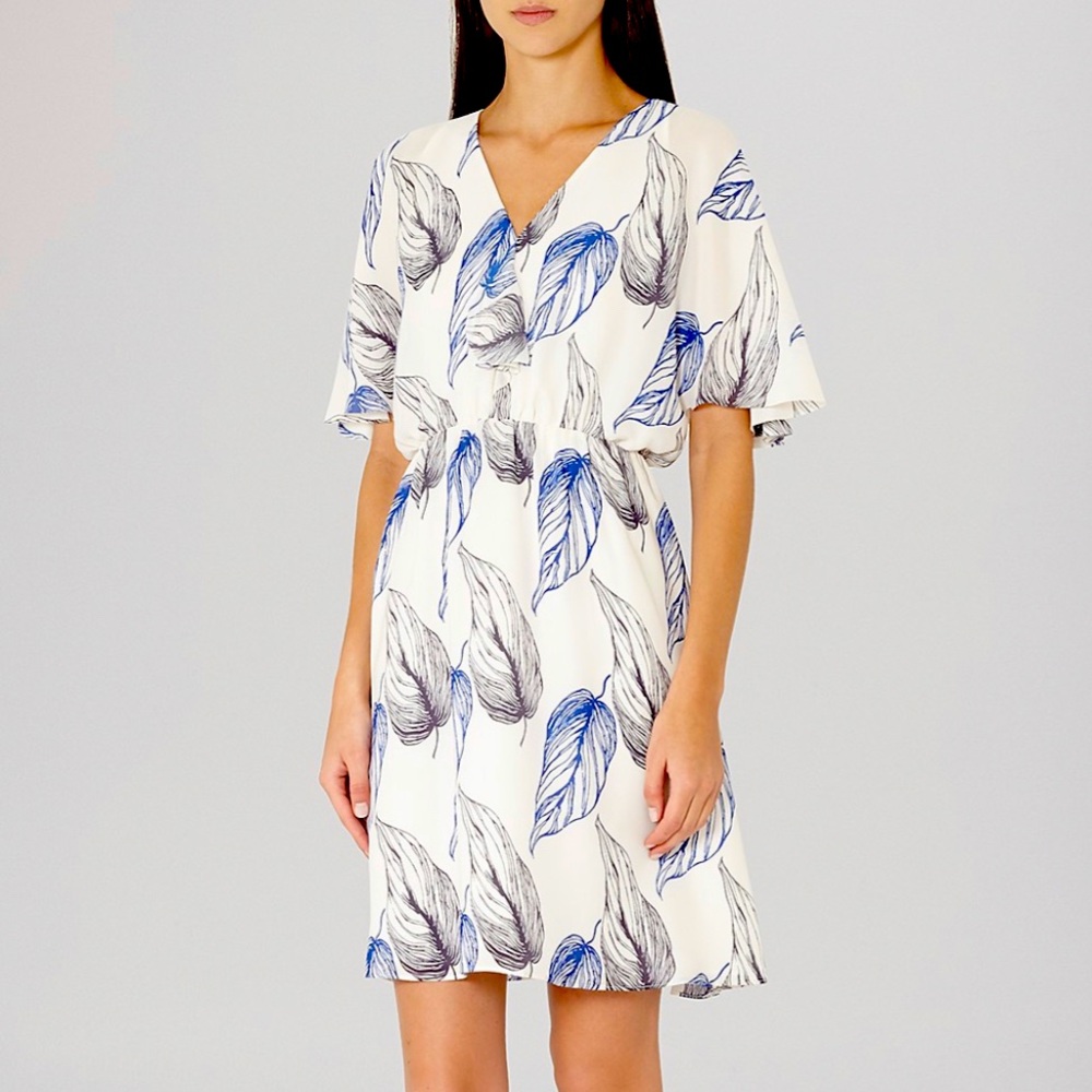 REISS Pollie Leaf Print Dress
